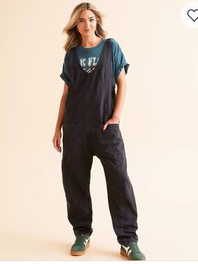 Free People High Roller Overall Denim Jumpsuit